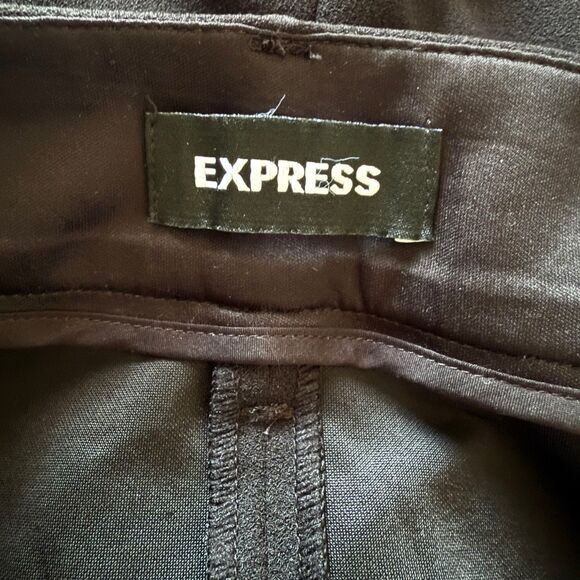 Express Womens Black High Rise Wide Leg Belted Trousers Career Pants Sz 8R - Picture 8 of 13